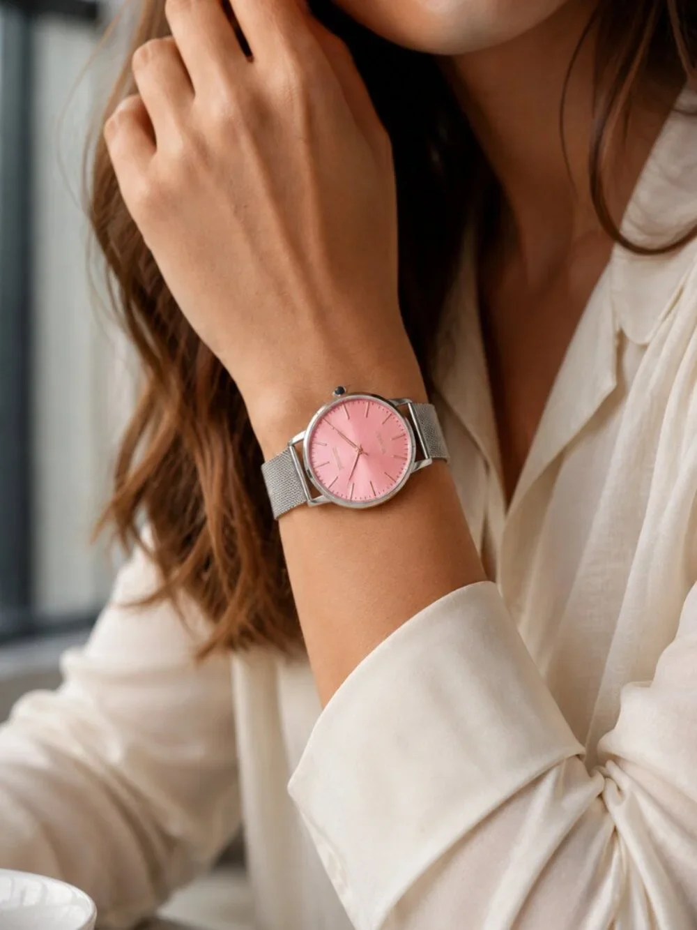 Invicta Angel Starlight 48843 Pink Dial Silver Mesh Watch 38mm NIB